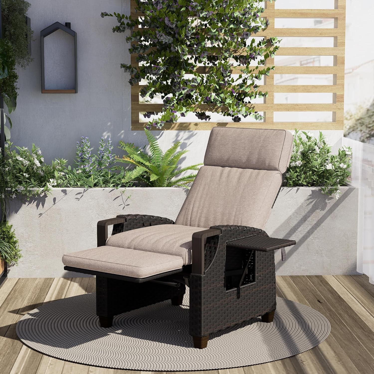 Grand patio Recliner Sun Lounger Adjustable Position Backrest Armchair with Fli