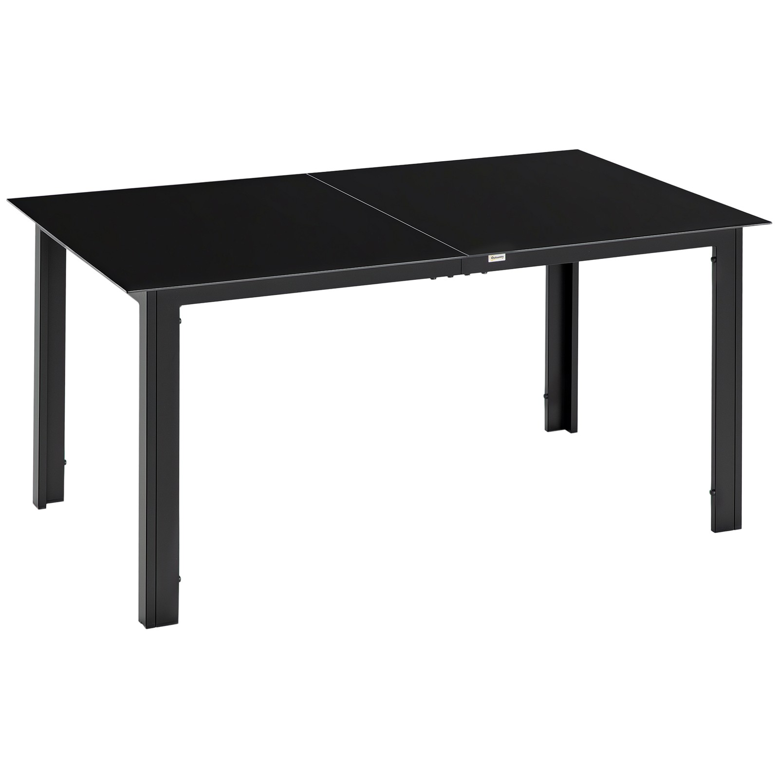 Outsunny Outdoor Dining Table for 6 Patio Table with Glass Tabletop Black