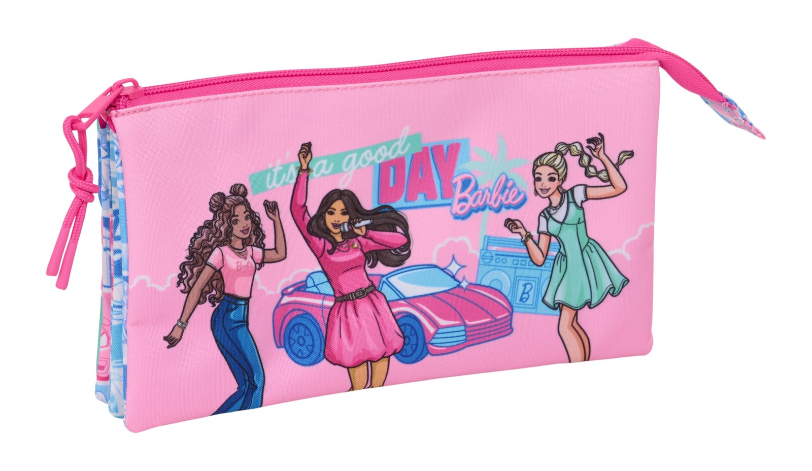BARBIE – Triple Pencil Case, Children's Pencil Case, Ideal for School Children,