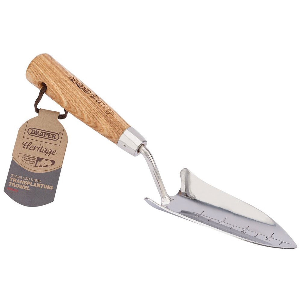 Draper 99022 Heritage Stainless Steel Transplanting Trowel with Ash Handle