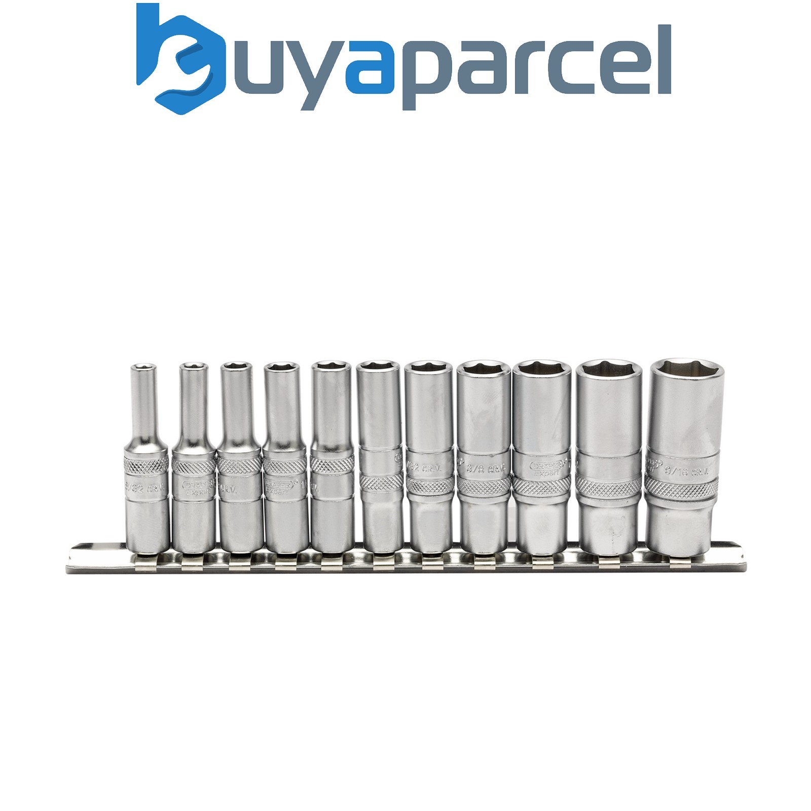 Draper 16491 Draper Expert Imperial Deep Socket on Metal Rail, 1/4" Sq. Dr. (11