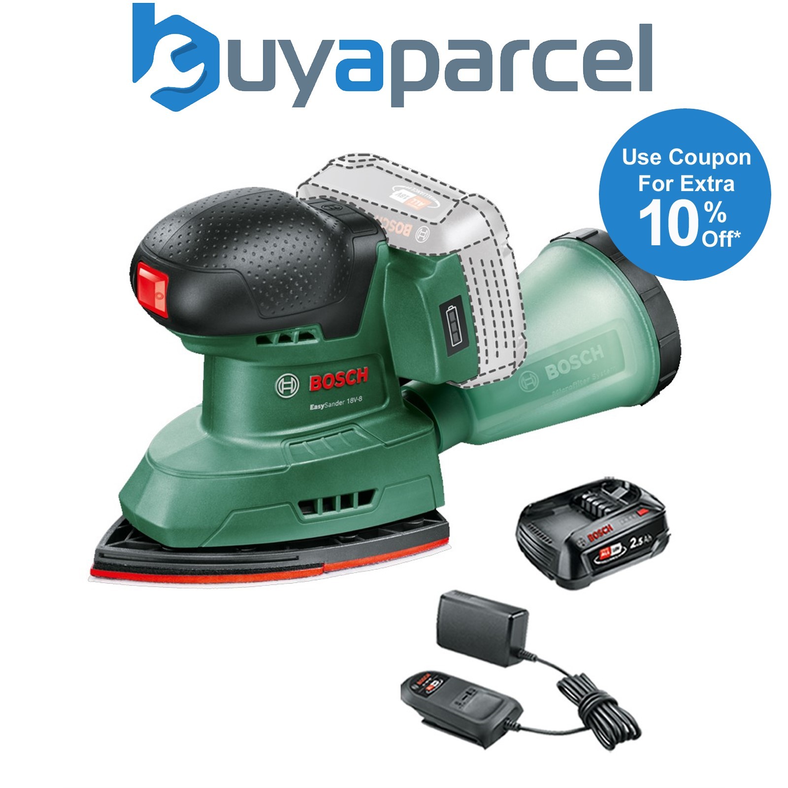 Bosch 06033E3000 EasySander 18v Cordless Multisander Sander + 2.5AH Battery Kit