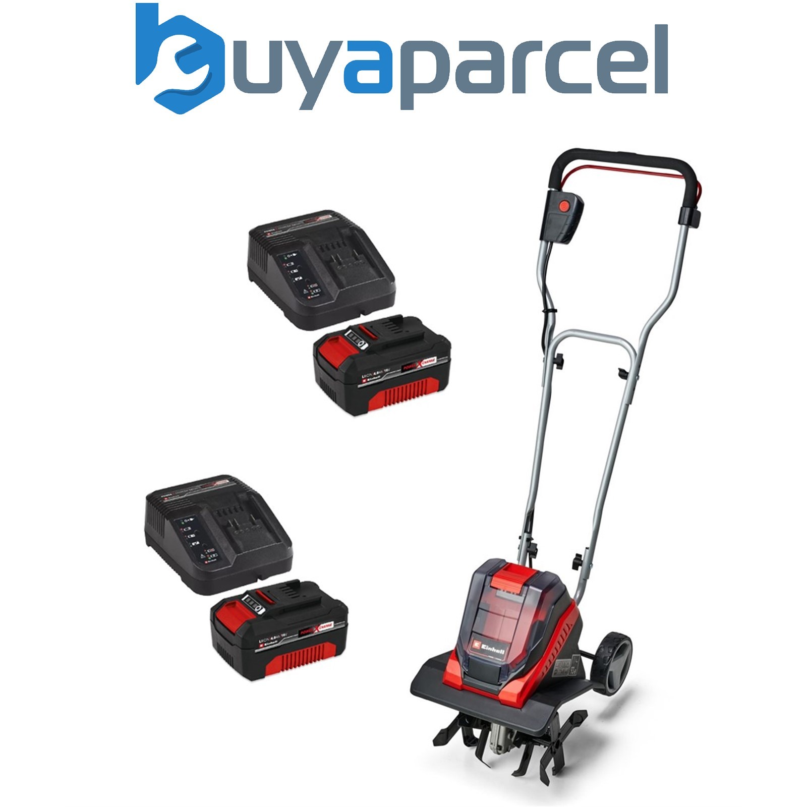 Einhell Cordless Twin 18v/36v Tiller Cultivator Rotavator 2 x 4.0AH Battery Pack