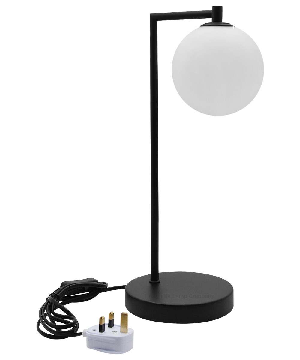 Modern Retro Frosted Globe Table Lamp Black Desk and Bedside Light M0221