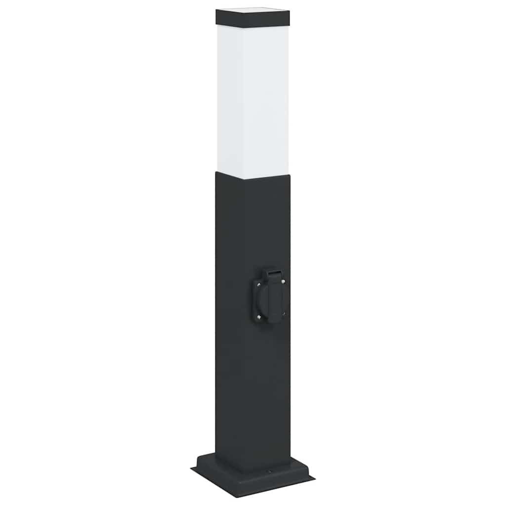 Bollard Light 50cm Black Stainless Steel with Outlet IP44 Outdoor vidaXL