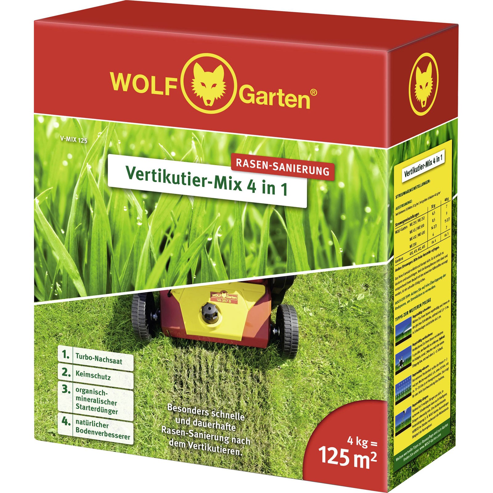 WOLF-Garten Lawn Thatcher 4-in-1 Mix 125m² Fast Germination
