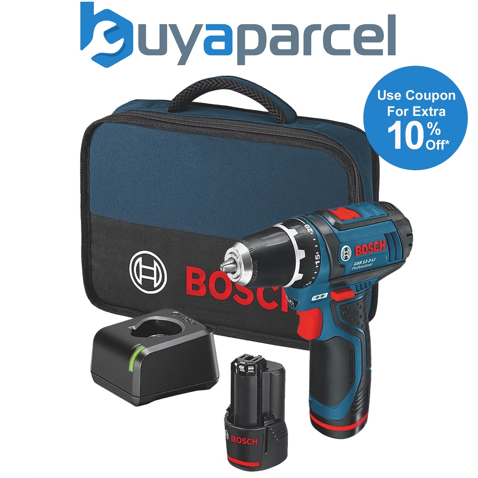 Bosch GSB 12V-15 12v Combi Hammer Drill 2 Speed GSB12V-15 - 2 x 2ah Batteries