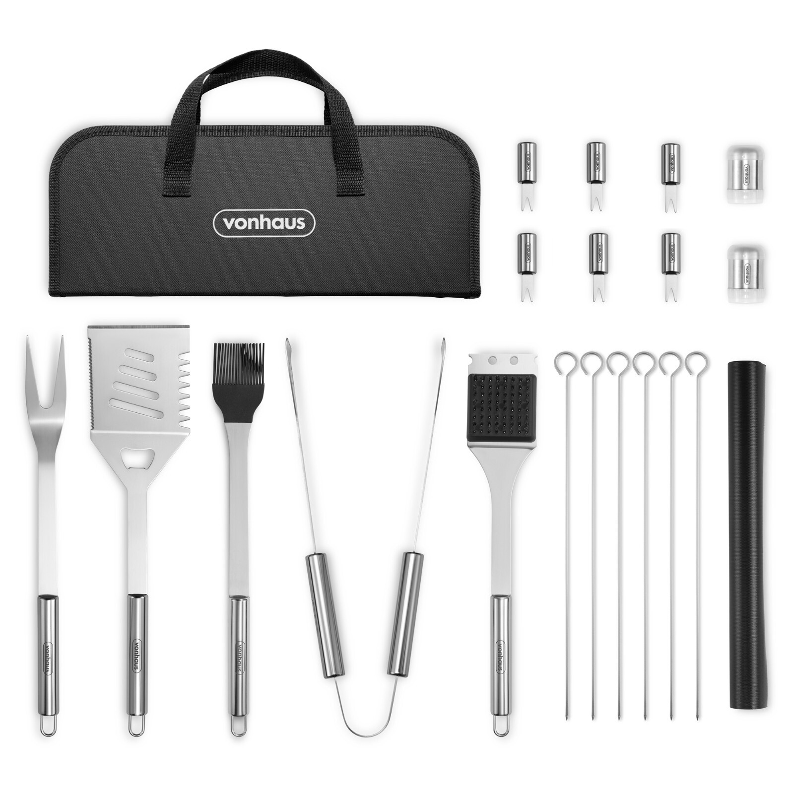 20Pc BBQ Tool Set, VonHaus Barbecue Accessories Kit, Barbeque Utensils