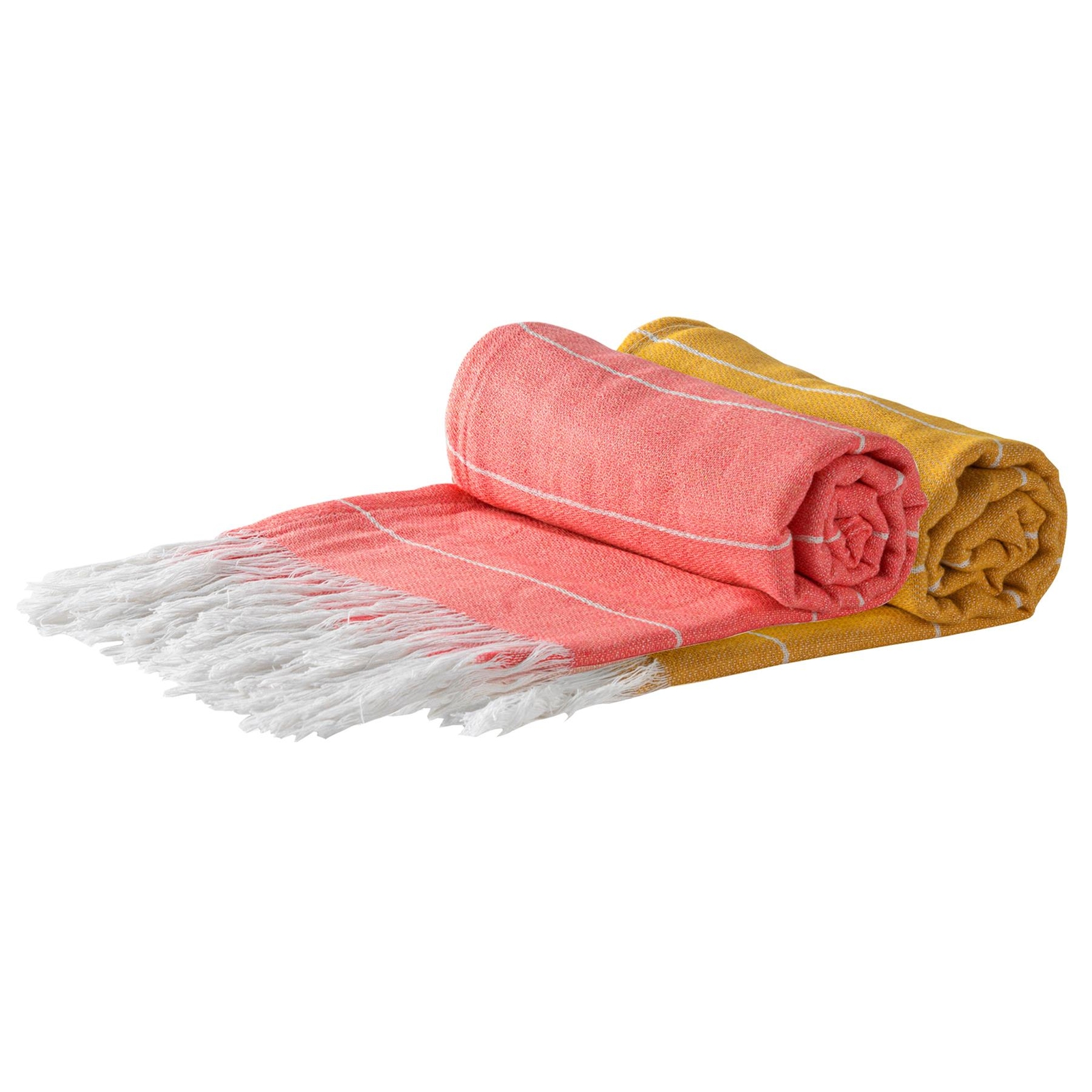 4x Turkish Cotton Bath Towels Lightweight Throw 173 x 92cm Cantaloupe/Mustard