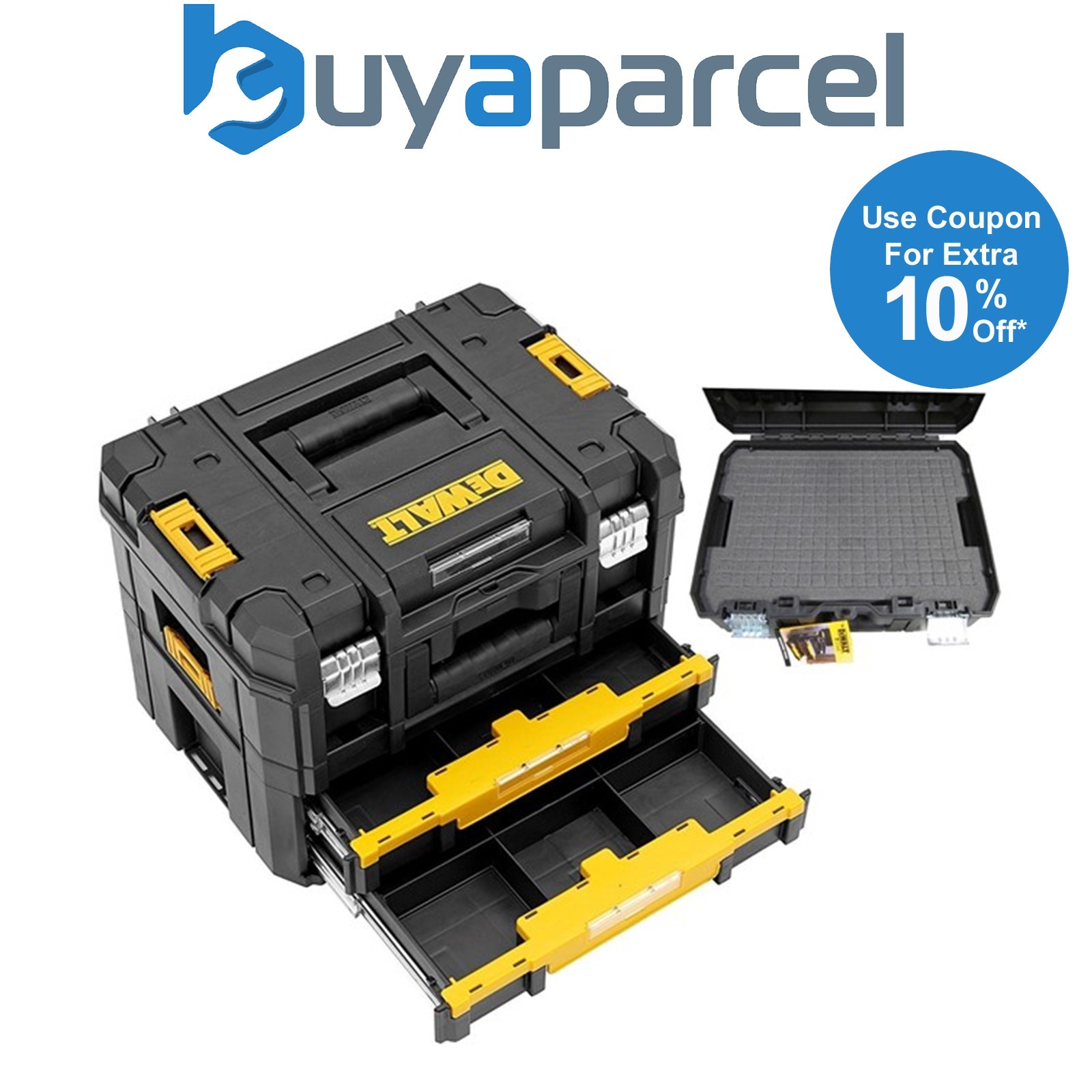 Dewalt DWST1-70702 TStak Combo II + IV Tool Storage Box 2 Drawers + Foam Inlay