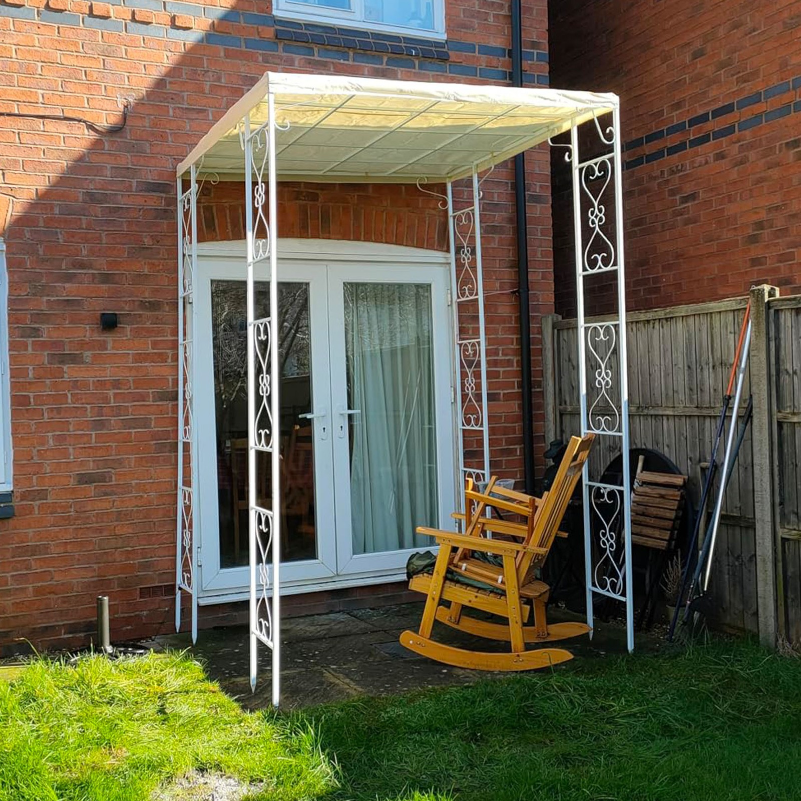 Portable Metal Pergola Shade Canopy Pentroof for Outdoor Patio Deck Garden Gate