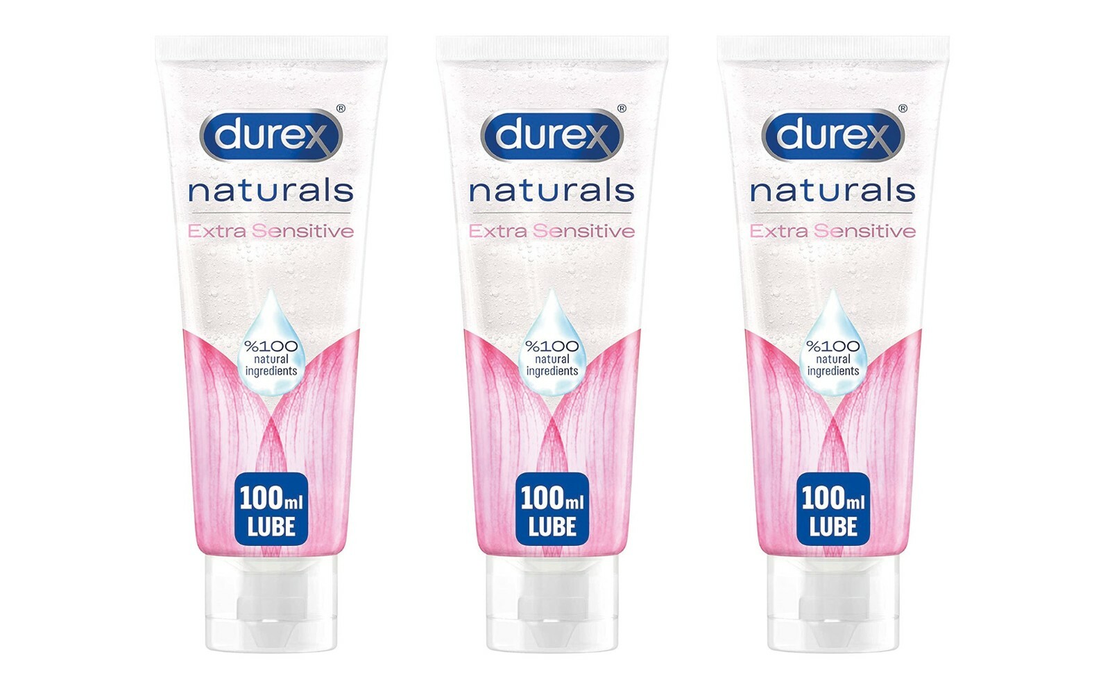 Durex Natural Intimate Gel Sensitive Water Based Lubricant 100ml Pack of 3