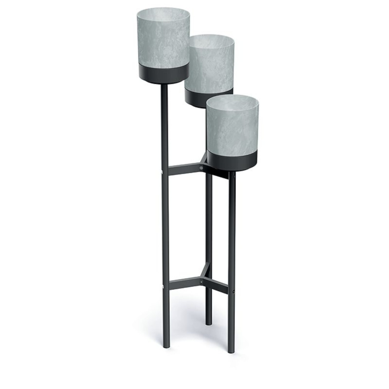 Flower Pot 49" Triple Planter Stand Concrete & Metal Design Loft Industrial Herb