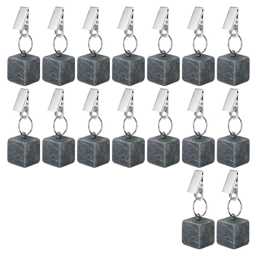 16PCS Tablecloth Weights with Metal Clip, Cube Table Covers Pendant Stones,2667
