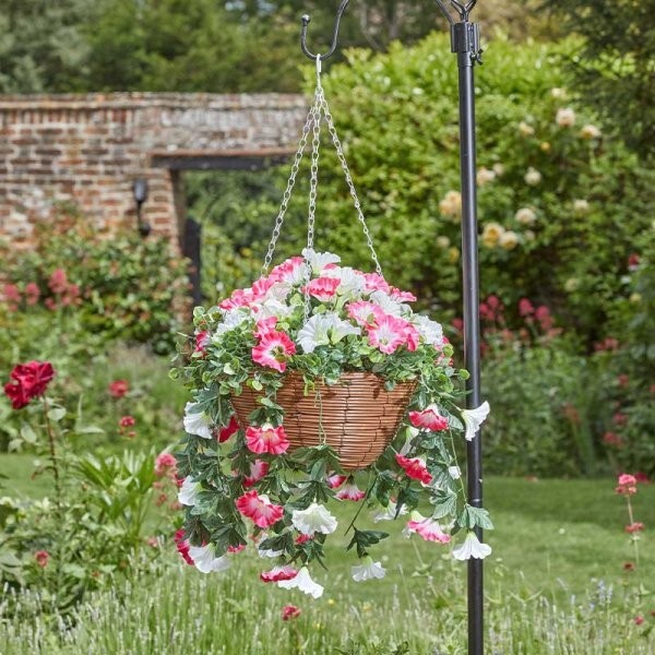 Artificial Flower Hanging Basket 14'' Garden Fake Plant Outdoor Decoration Large