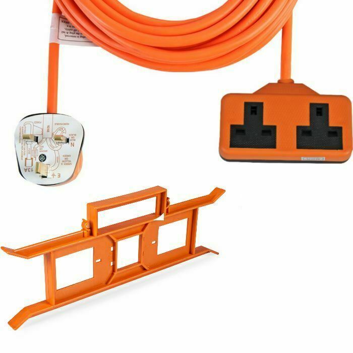 2 Gang Twin Two Socket Rubberised Garden Extension Lead Drum Tidy POWER DIY 5m