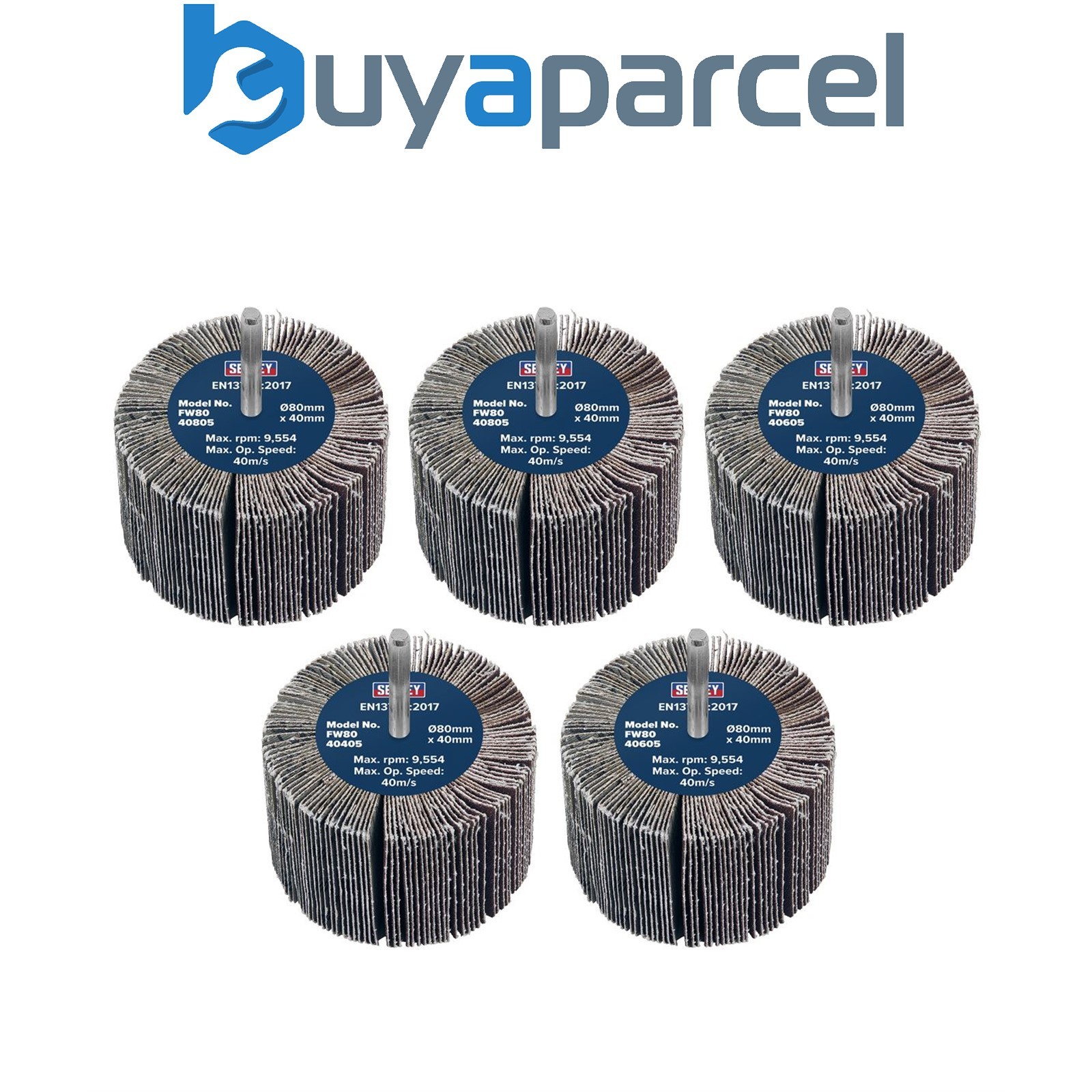 Sealey FW8040ASS 80 x 40mm Abrasive Flap Wheel on 6mm Shaft Assorted Grit - Pack