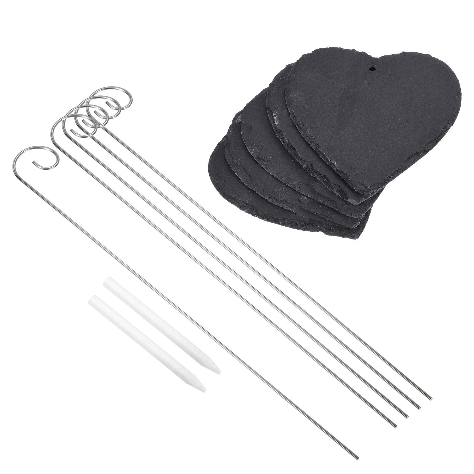 Slate Plant Labels with Stainless Steel Hanging Rod Pen Heart Shape 10pcs