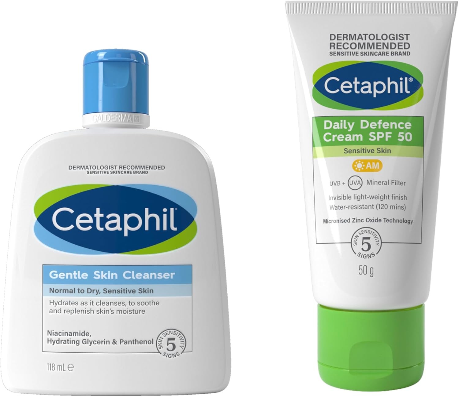 Cetaphil Daily Defence SPF for Sensitive Skin, SPF 30 Moisturiser/SPF 50 Minera