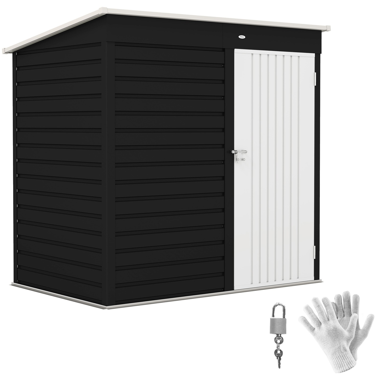 Outsunny 6 x 4ft Metal Garden Shed with Lockable Door and Gloves, Dark Grey
