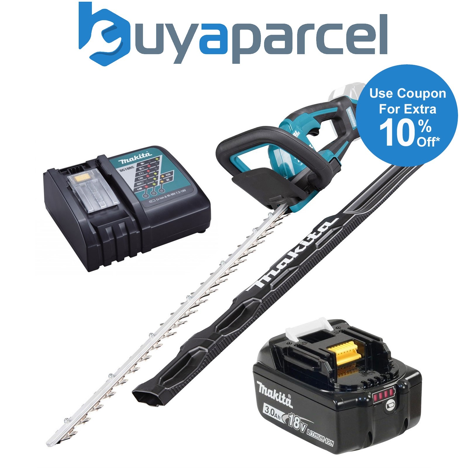 Makita DUH506 18V LXT BL Brushless Motor 50cm Hedge Trimmer 500mm + 3ah Battery