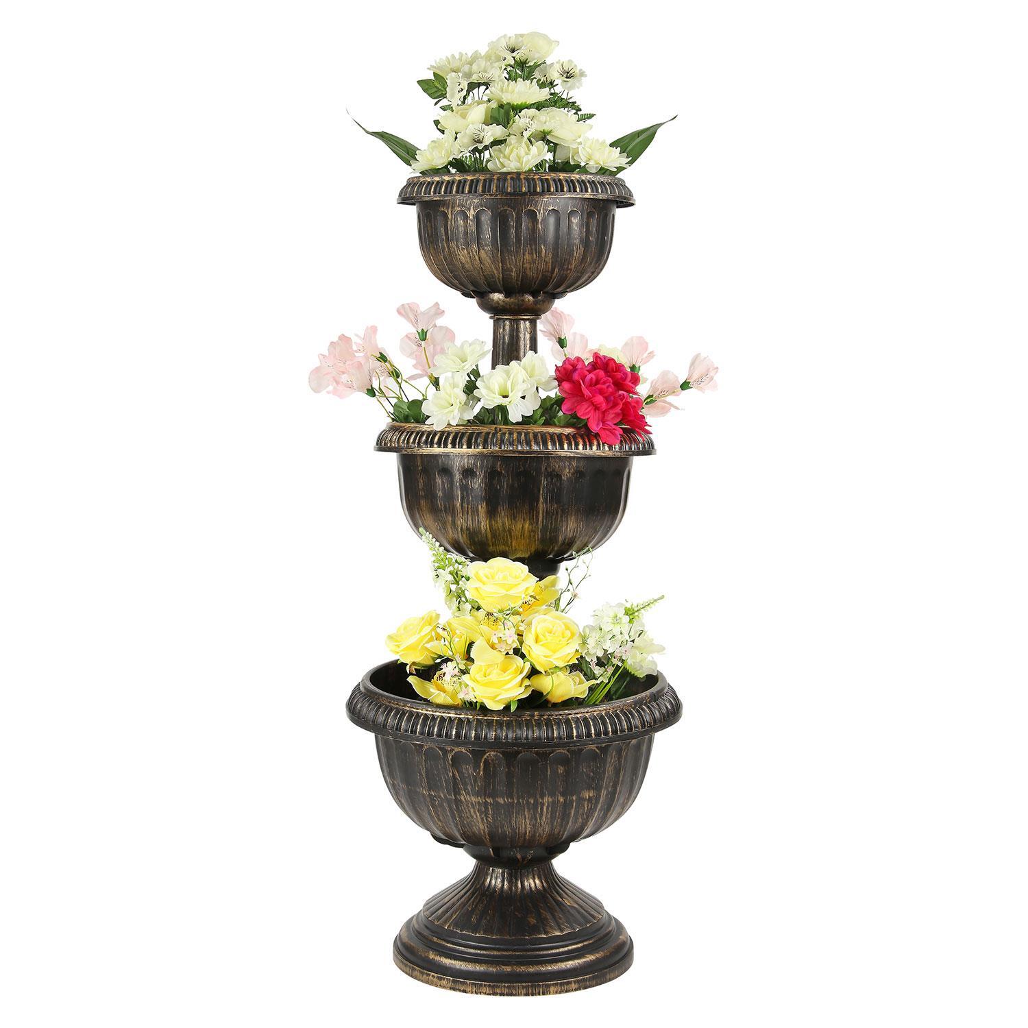 3 Tier Plastic Flowers Planter Patio Display Stable Base Outdoor Garden Flower