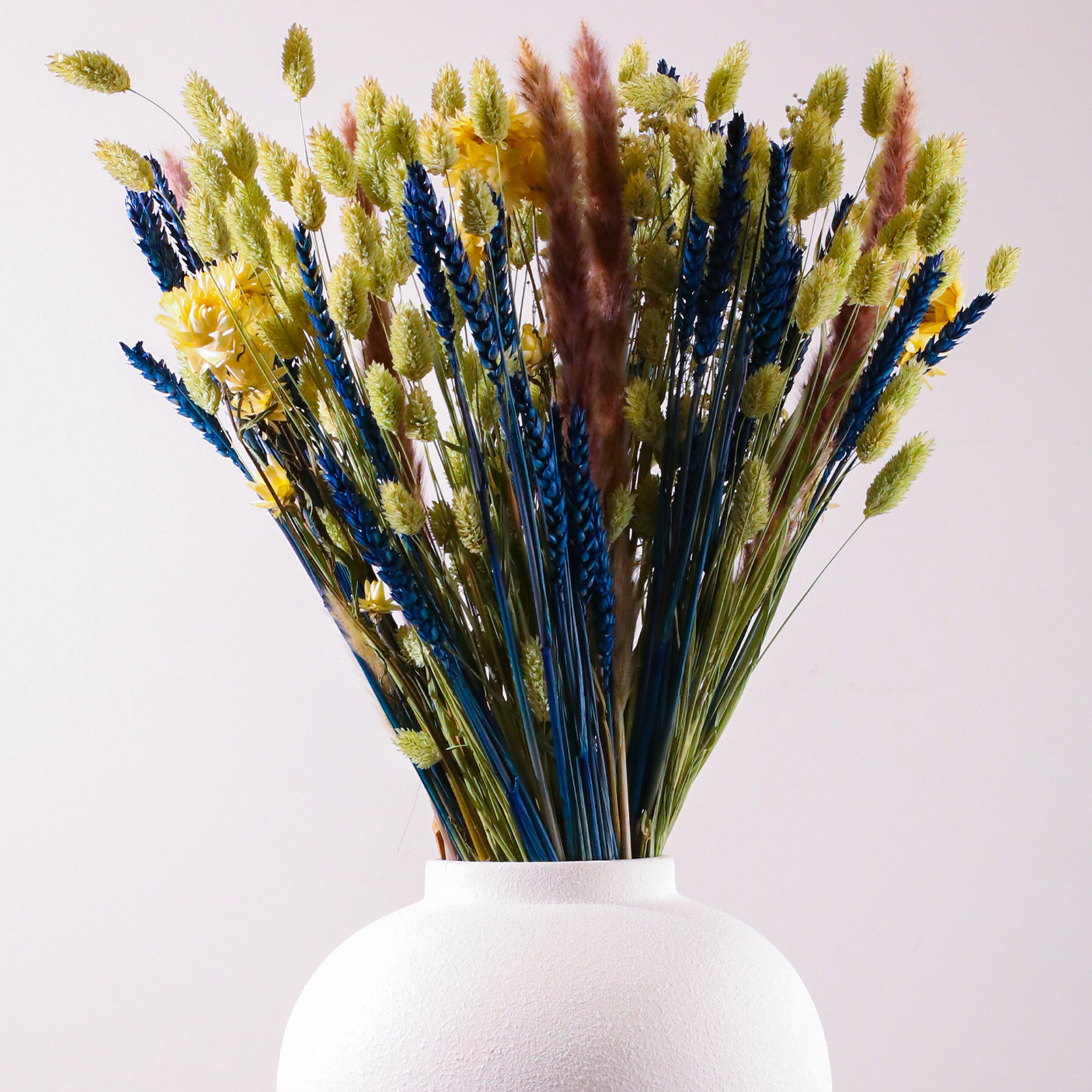 Trendy Dried Flower Bouquet Blue and Neutral Real Dried Flowers Home Décor 55cm