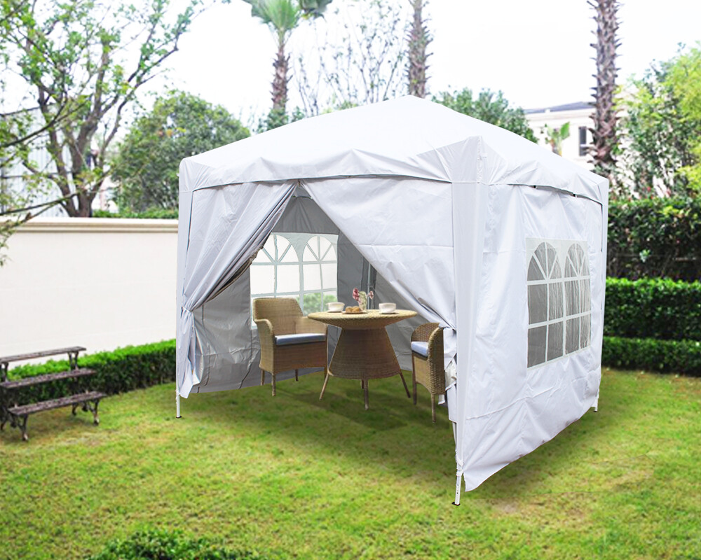 2x2m White Garden Pop Up Gazebo Marquee Party Wedding Tent Canopy with 4 Sides