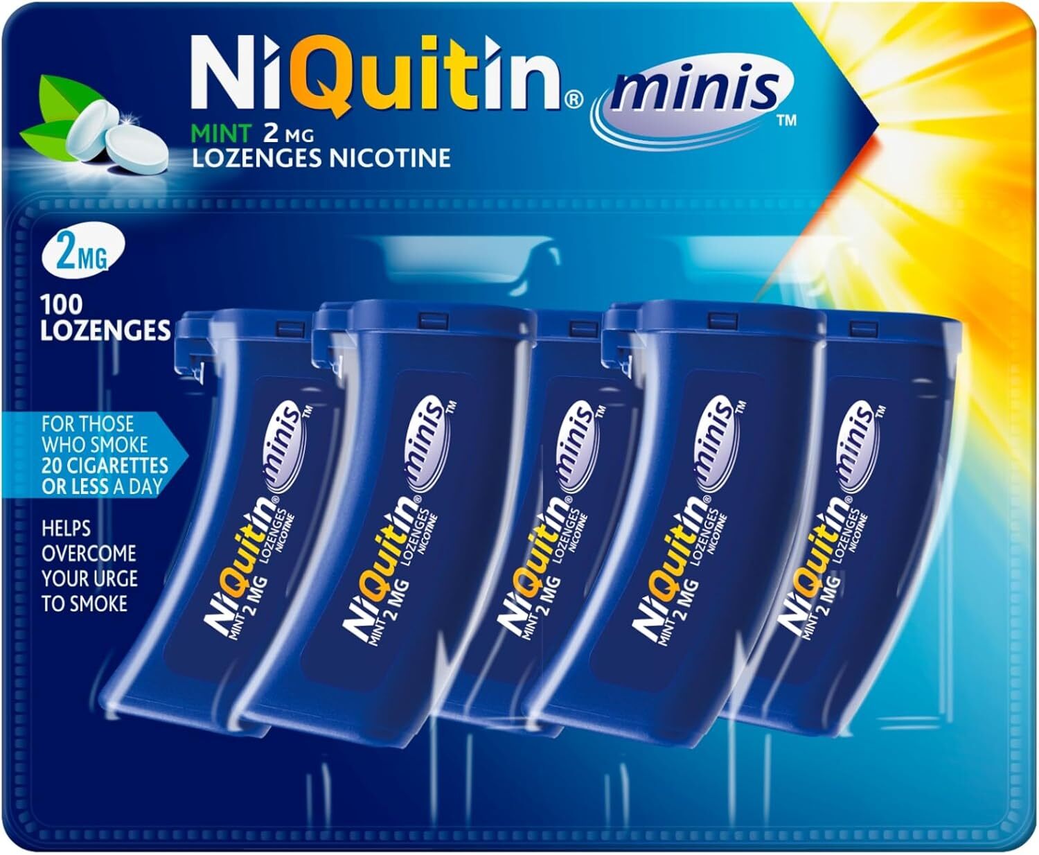 NiQuitin Minis Mint 2 mg Lozenges Effective Smoking Craving Relief 100 Lozenges