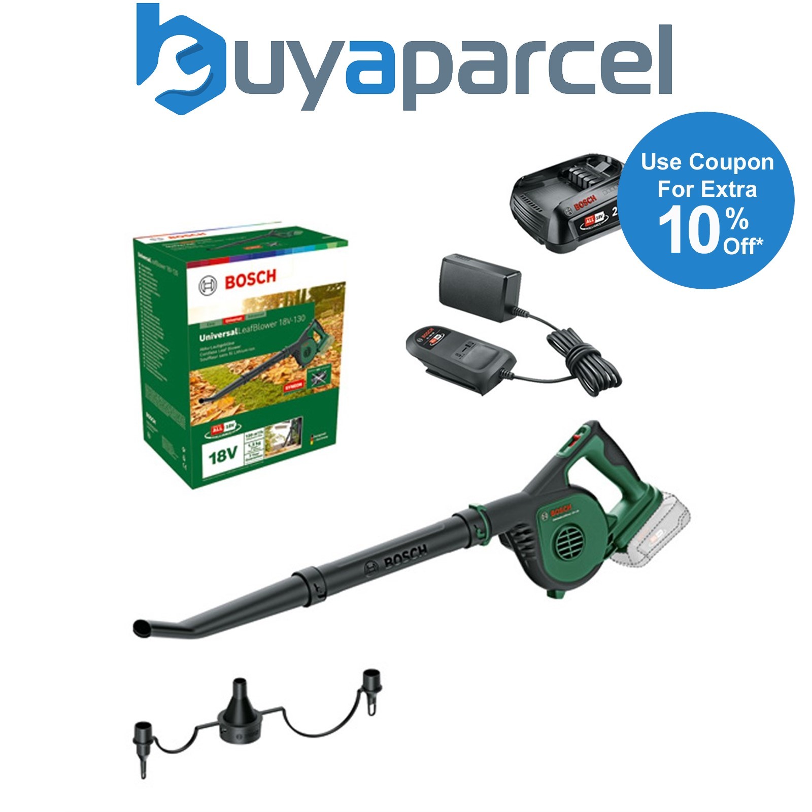 Bosch 06008A0601 18v Garden Leaf Blower UniversalLeafBlower - 1x 2.5AH Battery