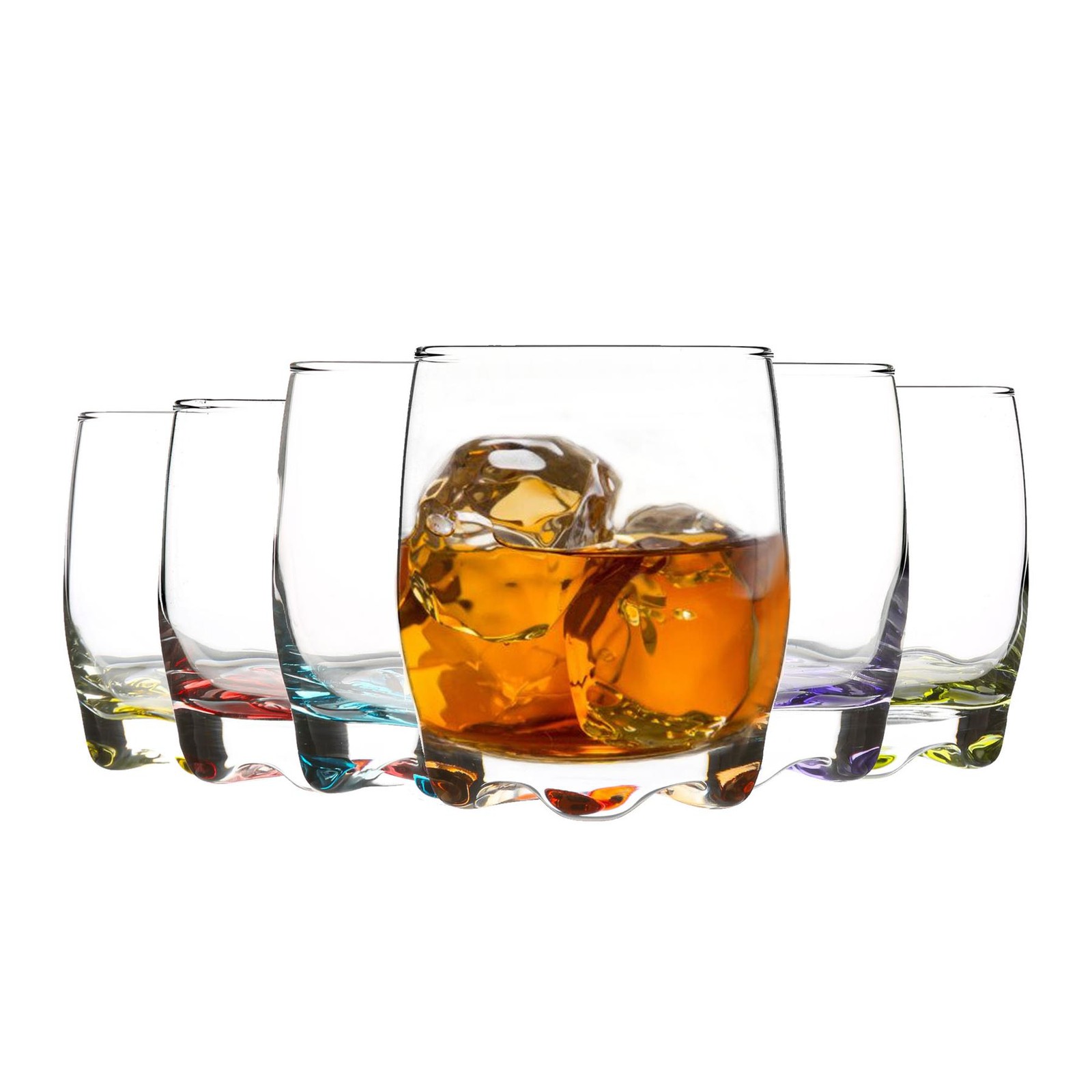 LAV 12x Adora Coloured Water Glasses Whisky Juice Cocktail Tumblers 290ml Multi