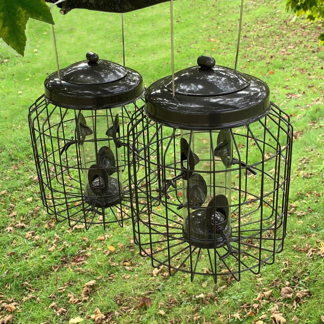 Squirrel Proof Hanging Bird Seed Feeder Heavy Duty Garden Wild Birds (Set of 2)