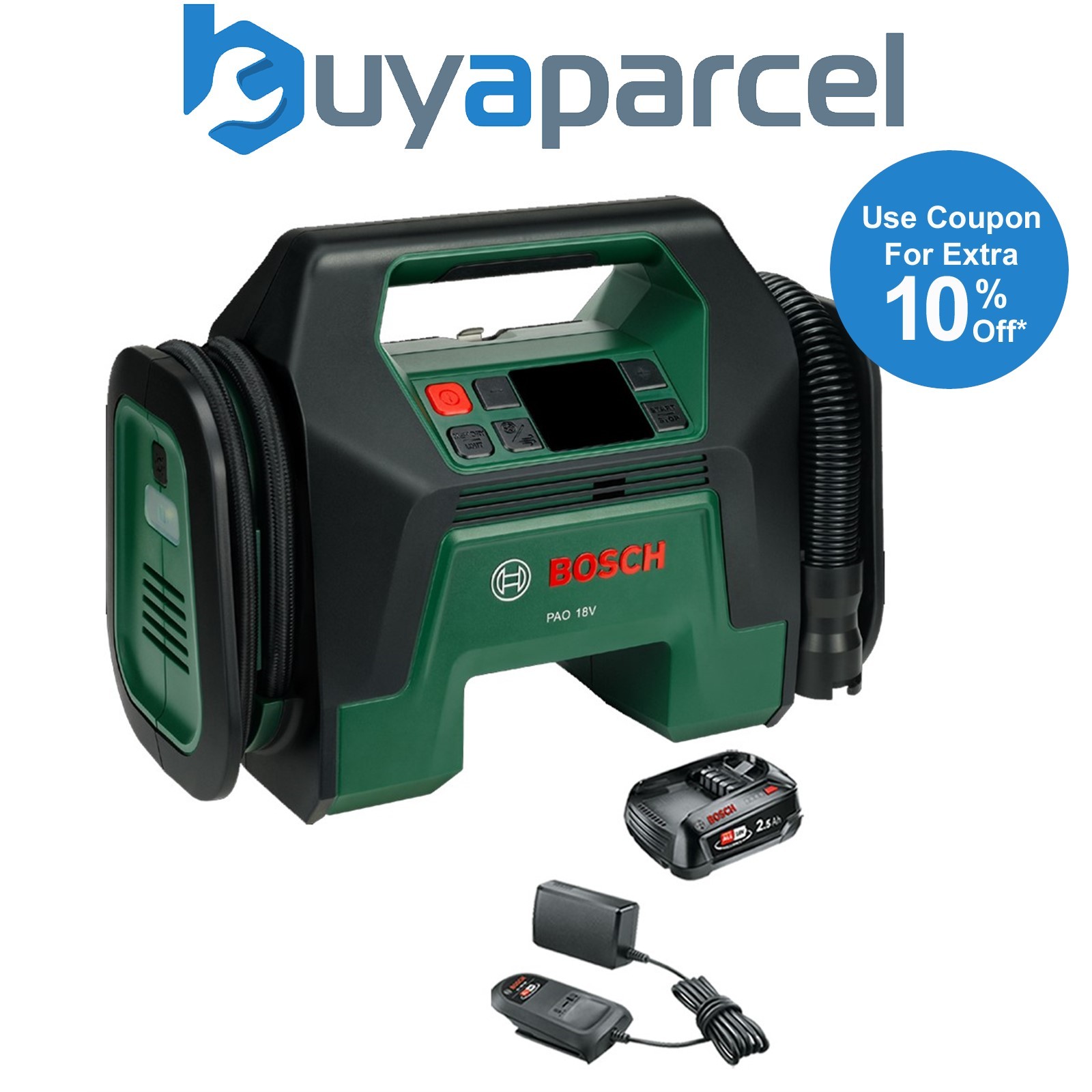 Bosch 0603947400 Cordless 18v Pneumatic Pump PAO Inflator + 2.5AH Battery Kit