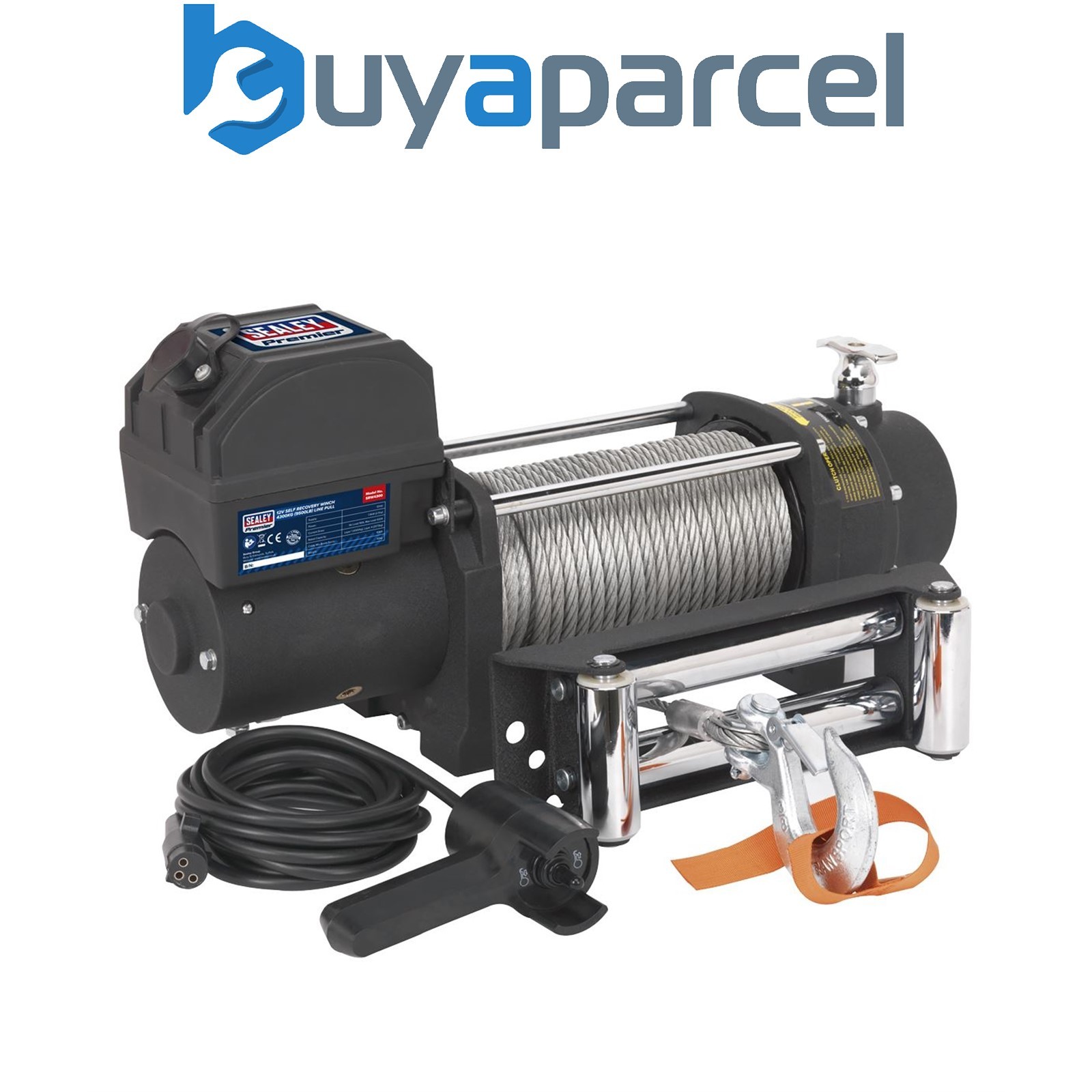 Sealey SRW4300 Self-Recovery Winch 4300kg (9500lb) Line Pull 12V