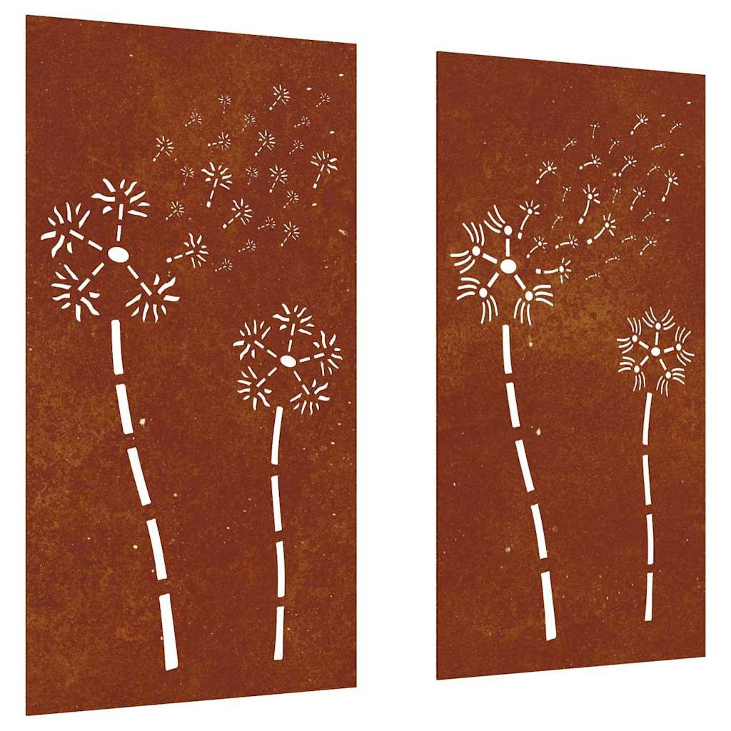 Garden Wall Decoration Art Decors 2pcs Corten Steel Flower Design vidaXL
