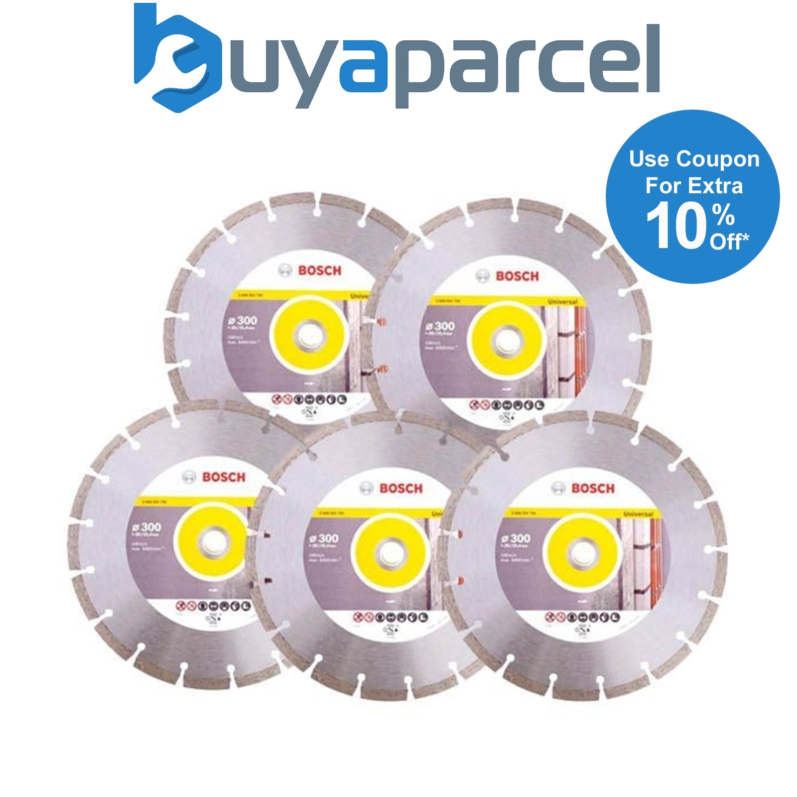 5 X Bosch 2608615032 Pro Universal Diamond Blade Cutting Disc Grinder 300mm 12
