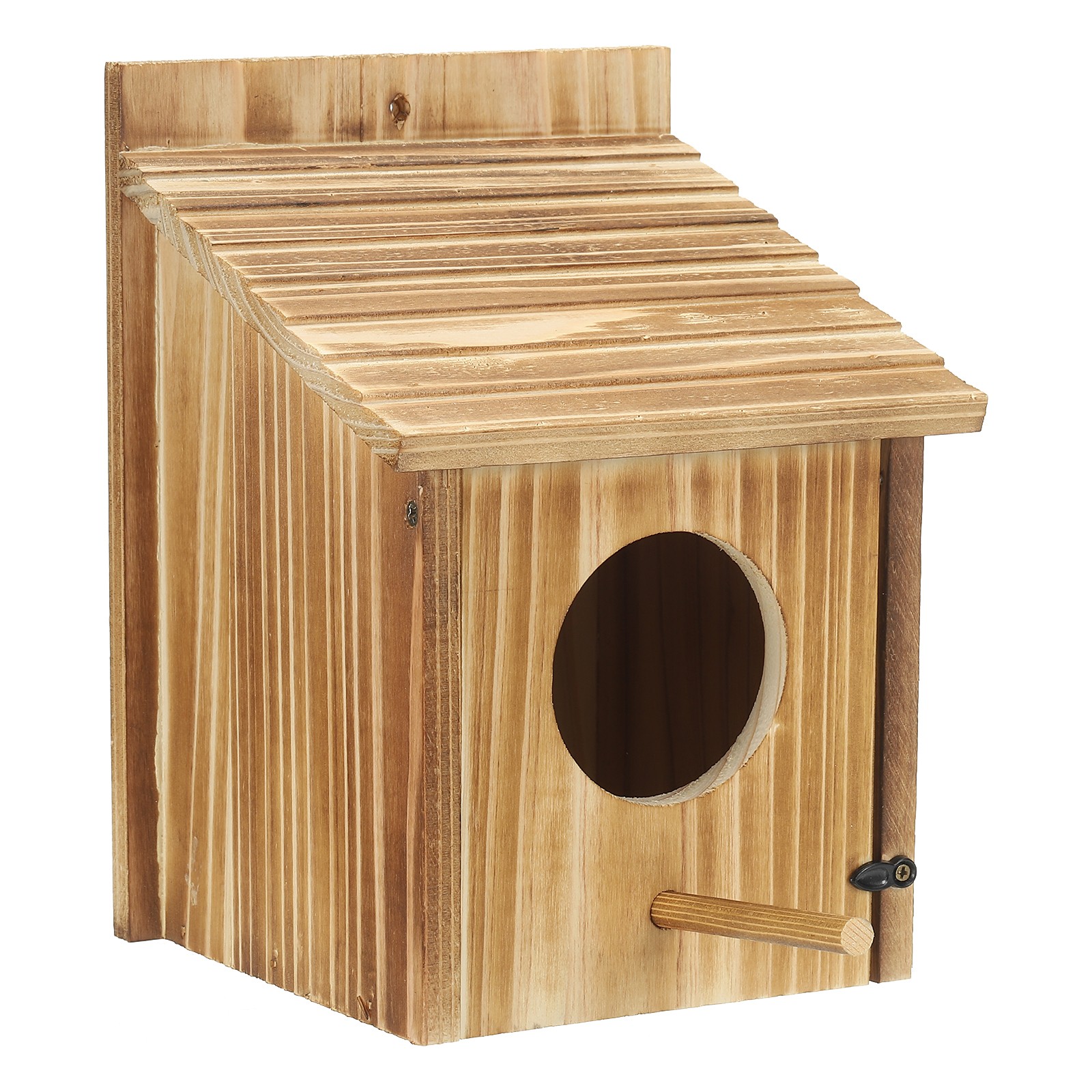 Bird Feeders for Outdoors, Wooden Bird Feeder with Movable Front Panels Brown