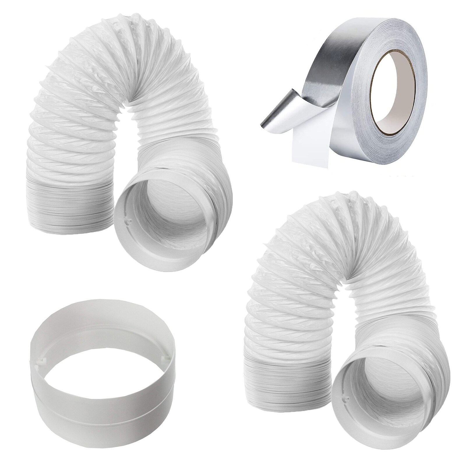 Portable Air Conditioning Vent Kit 5" x 6m Duct Hose x 2 + Connector Ring + Tape