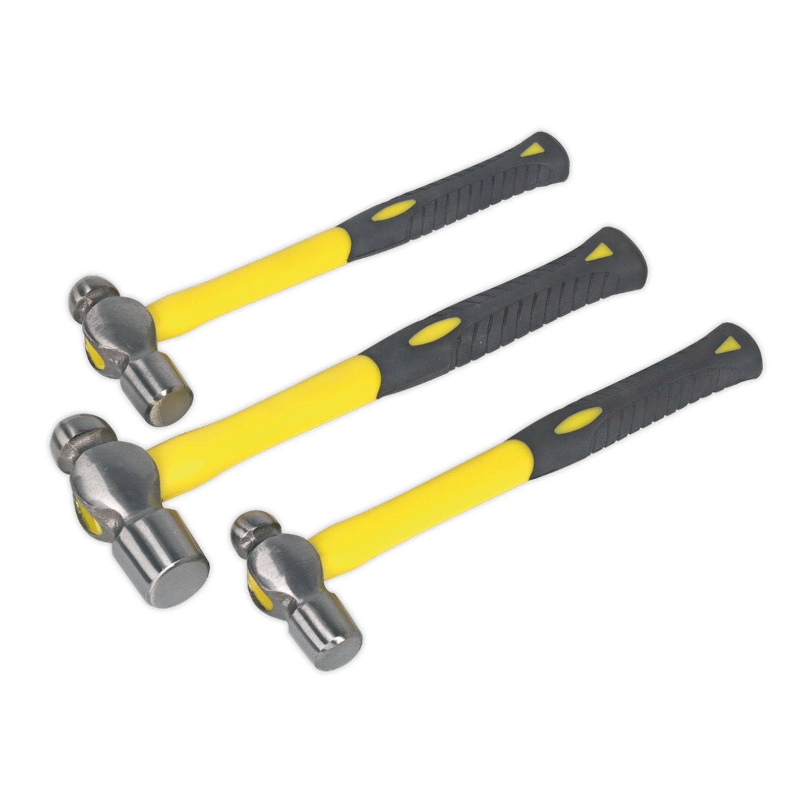 Sealey Ball Pein Hammer Set 3 Piece Fibreglass Shaft Hammers Work Tools AK2031
