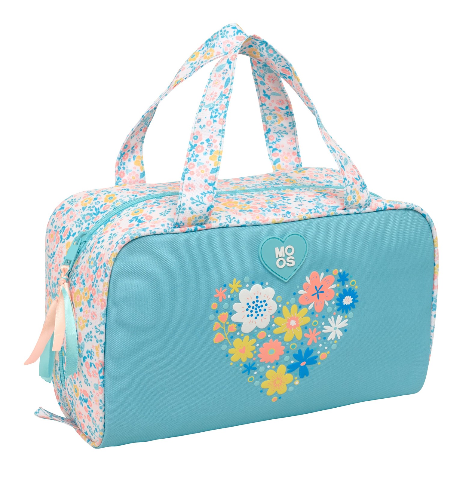 MOOS Fiori Rectangular Toiletry Bag with Handle, Children's Toiletry Bag, Adapta