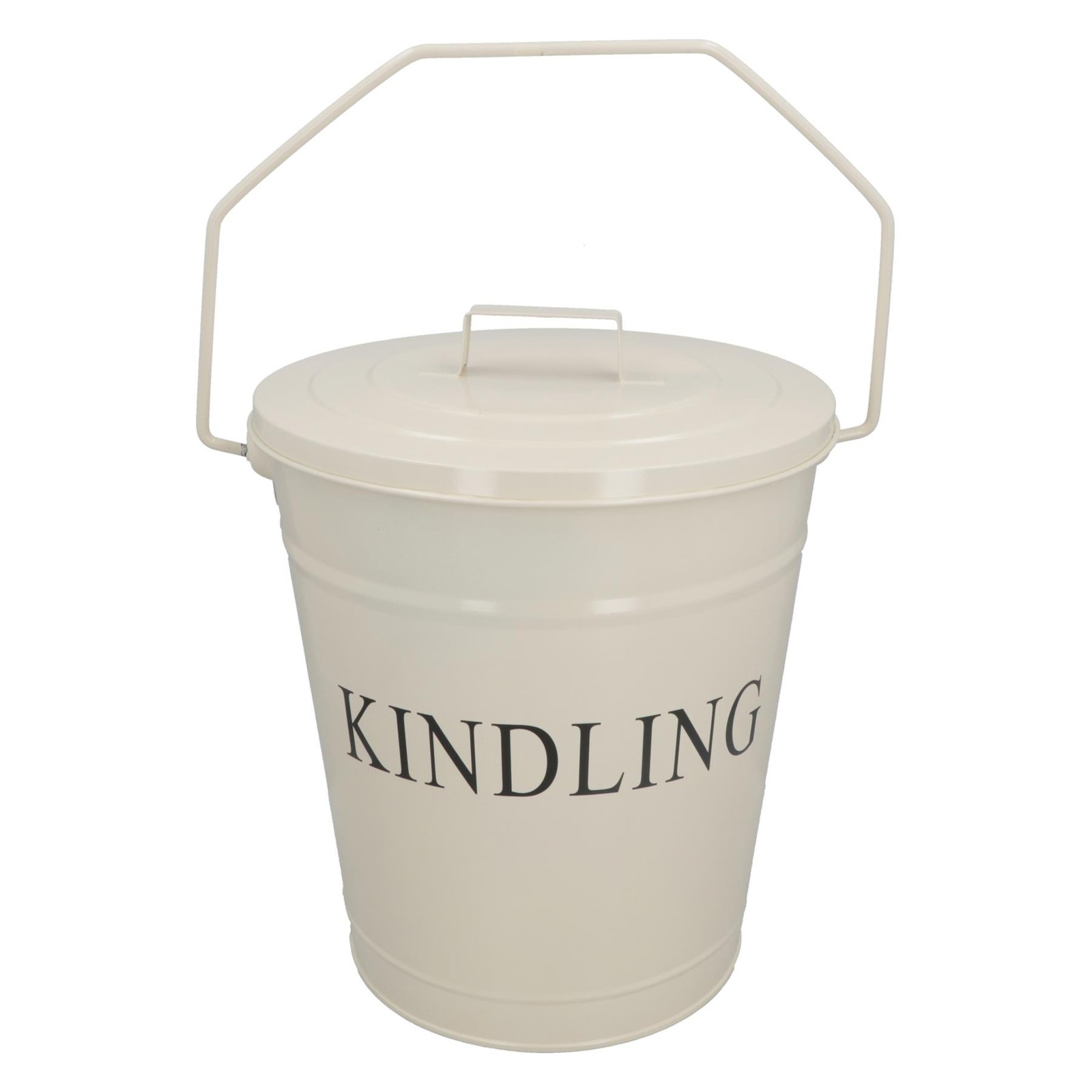 Cream Kindling Wood Storage Bucket With Lid + Handle Fireside Fireplace Storage