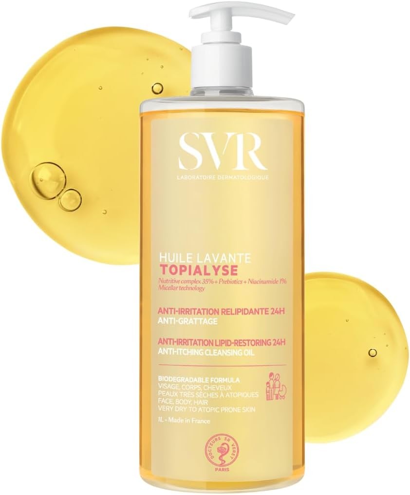 SVR TOPIALYSE All Over Micellar Shower Oil, Moisturising Eczema Body Wash, 24hr
