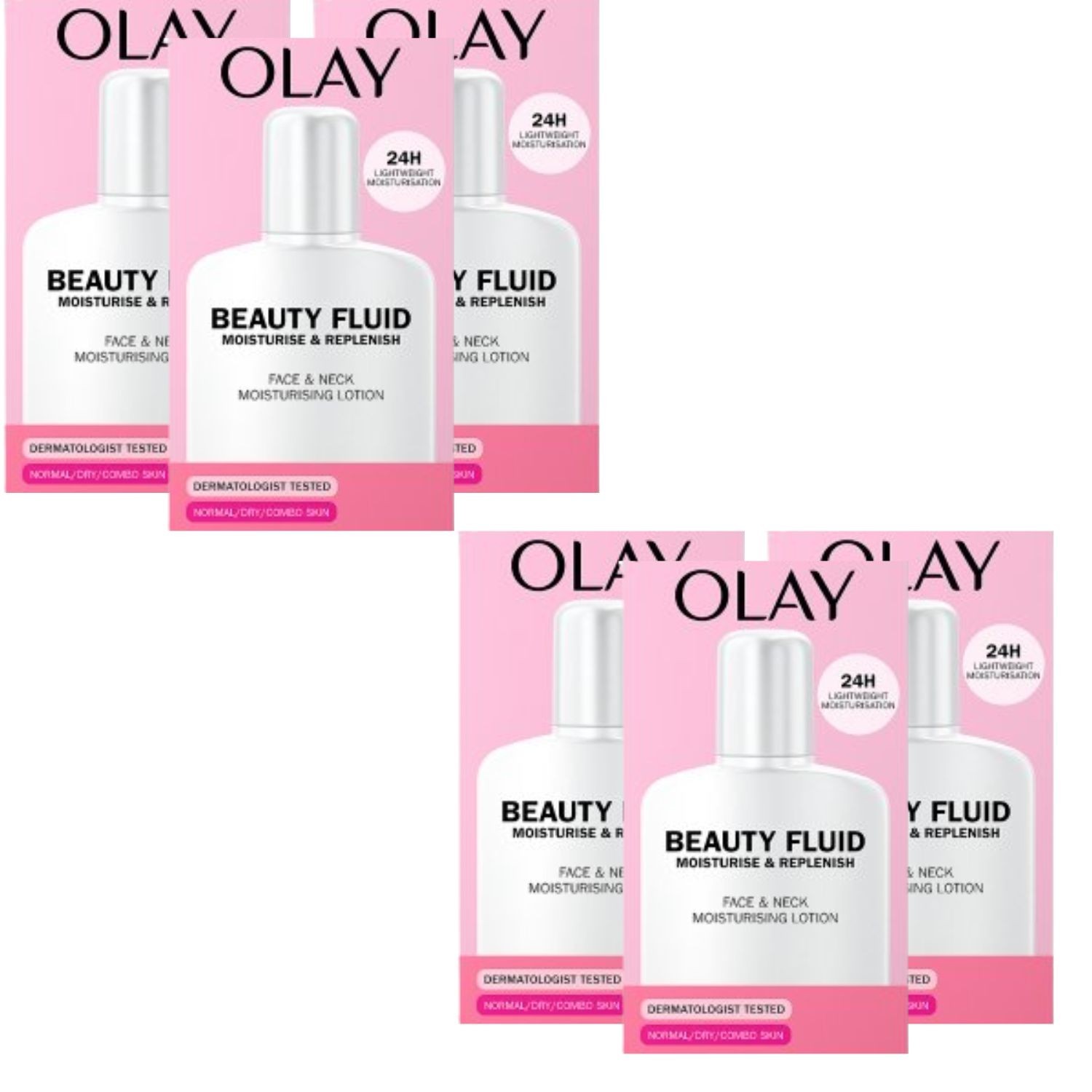 Olay Beauty Fluid Moisturise & Replenish Face 6 x 200ml