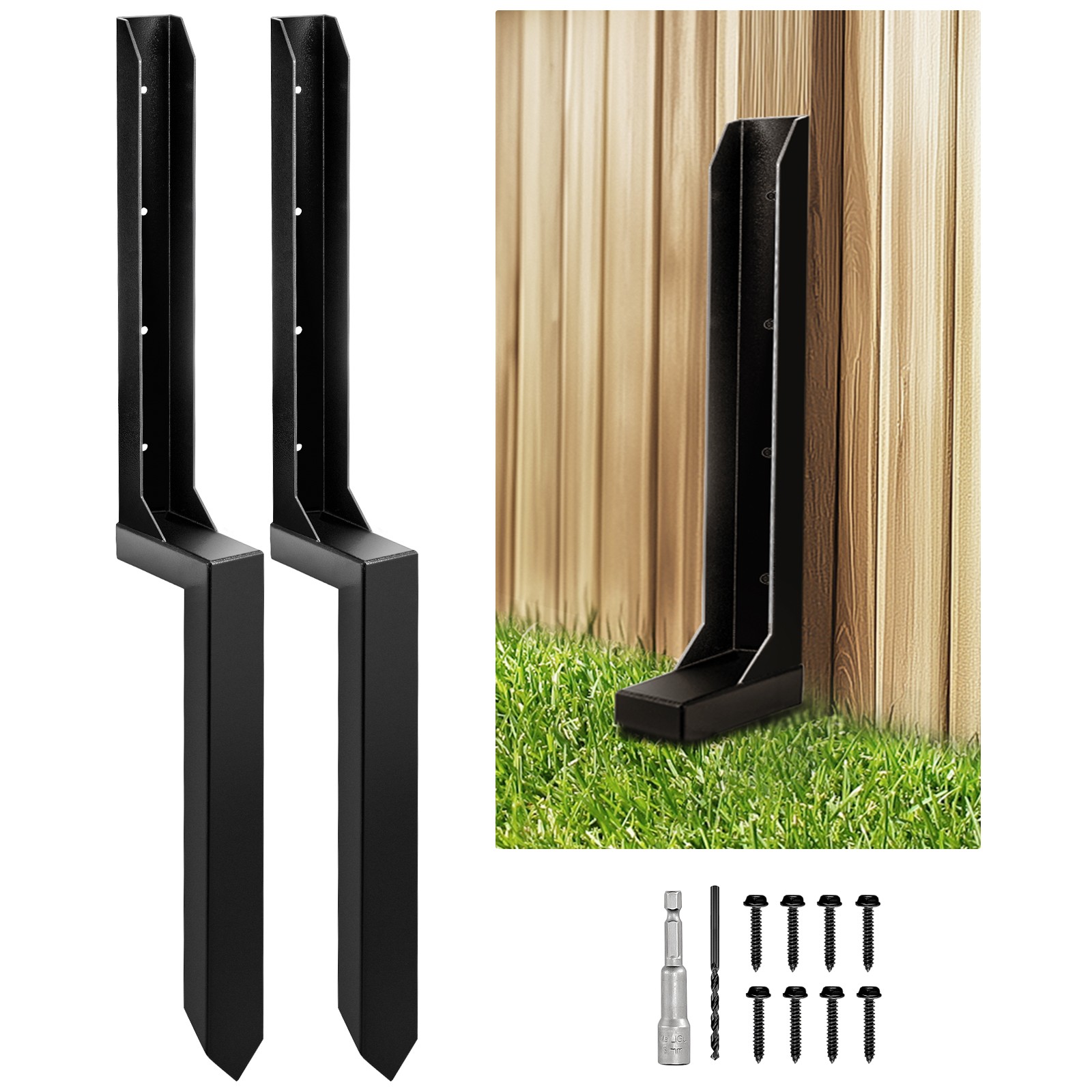 2 Pack Fence Post Repair 85cm (33.5") One-Piece Heavy Duty Fence Post Repair