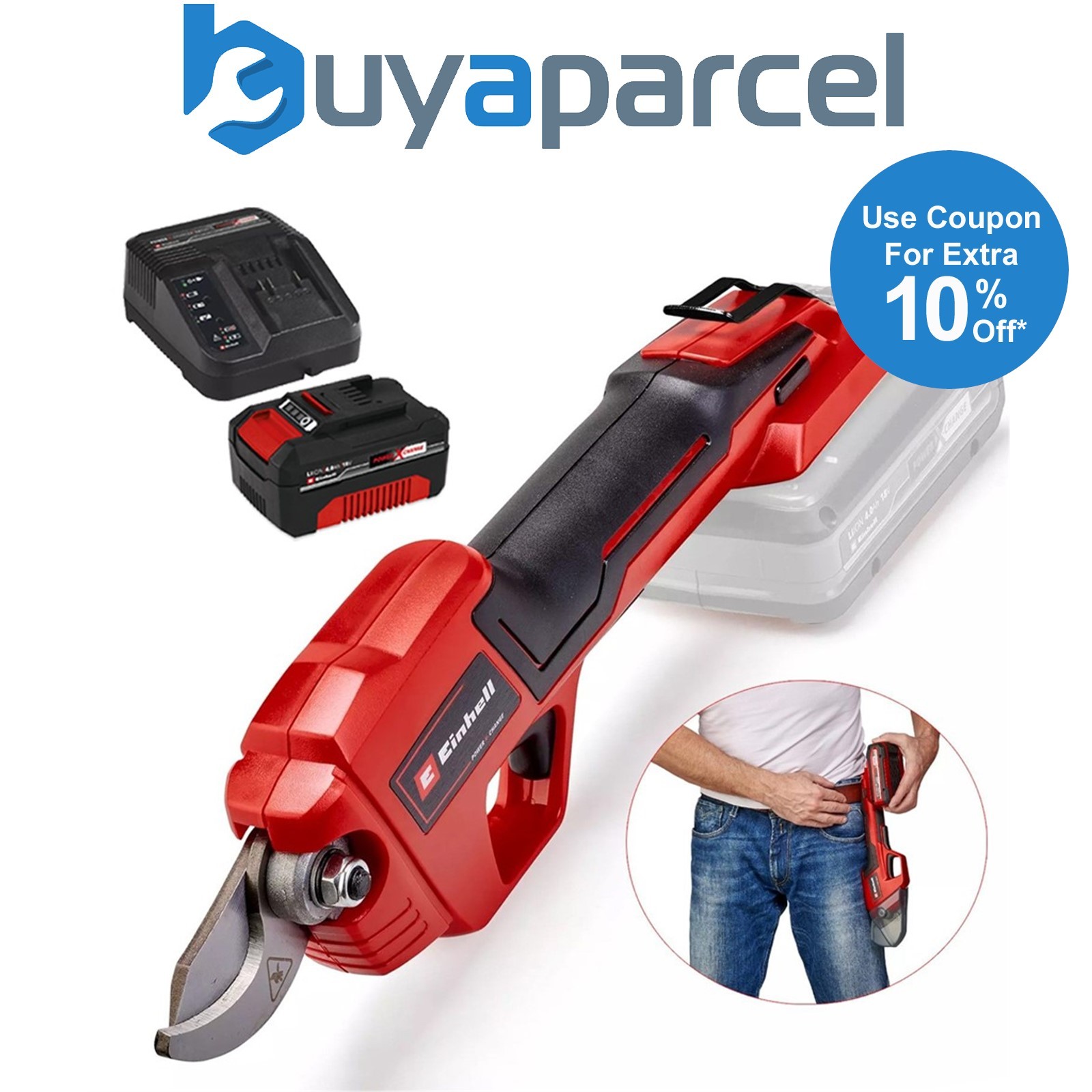 Einhell 18V Cordless Pruning Shears Branch Cutter PXC GE-LS & 4AH Charging Kit