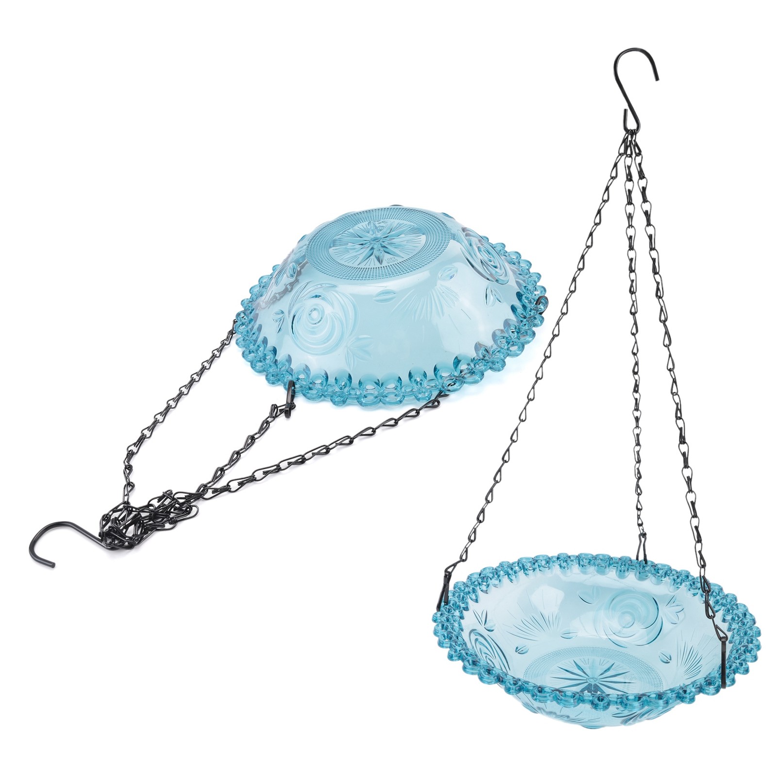 2X(Bird Flower Shaped Hanging Bird Feeder Birdbath for Garden Outdoor Decor1315