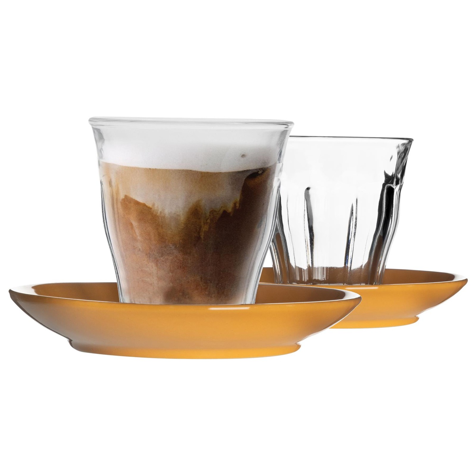 12 Piece Picardie Mismatched Coffee Cup & Saucer Set Tumbler Mug 220ml Yellow