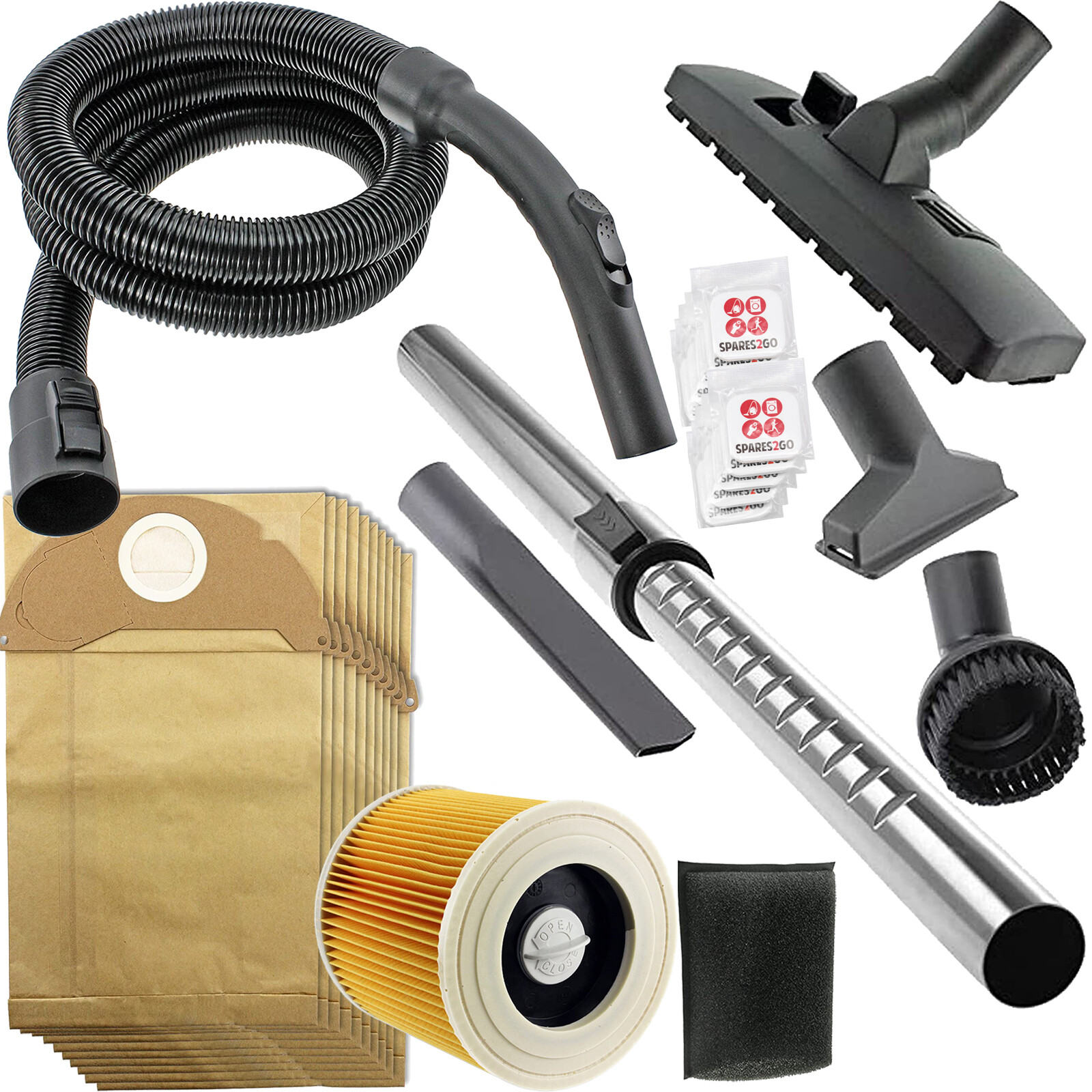 Hose Tool Kit Filters Bags x10 for KARCHER Vacuum Extension Rod WD2.200 WD2.240