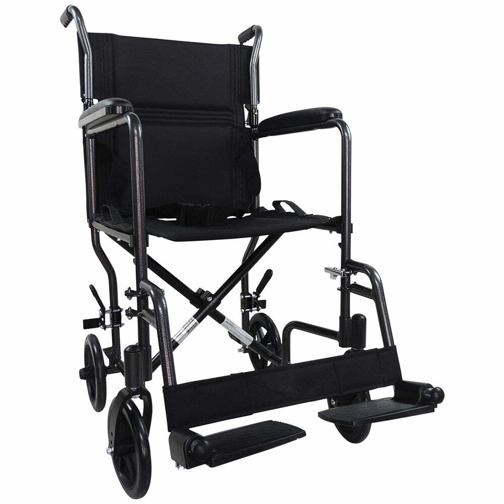 Compact Attendant Propelled Lightweight Aluminium Transit Wheelchair - Hammered