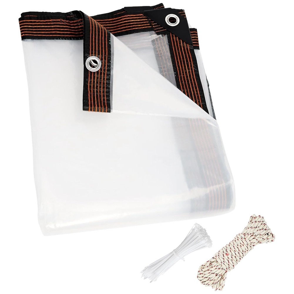 8X(8X10 FT Clear Tarps Heavy Duty Outdoor Garden Rainproof Covering,Clear7850